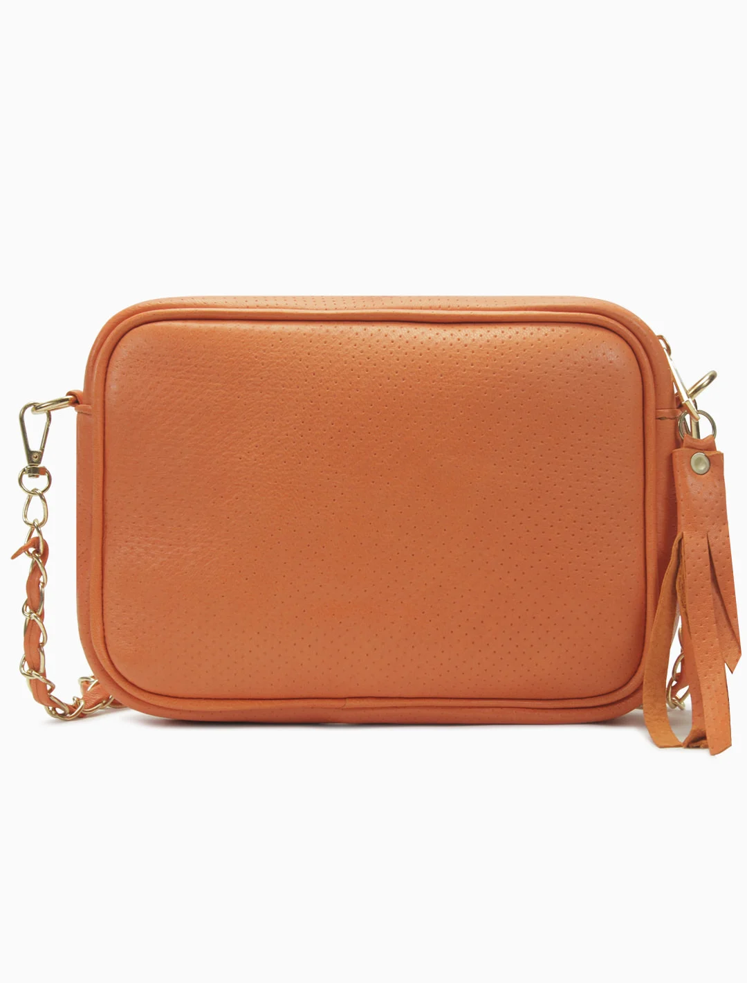 Quilted Camera Bag, Tangerine, detail