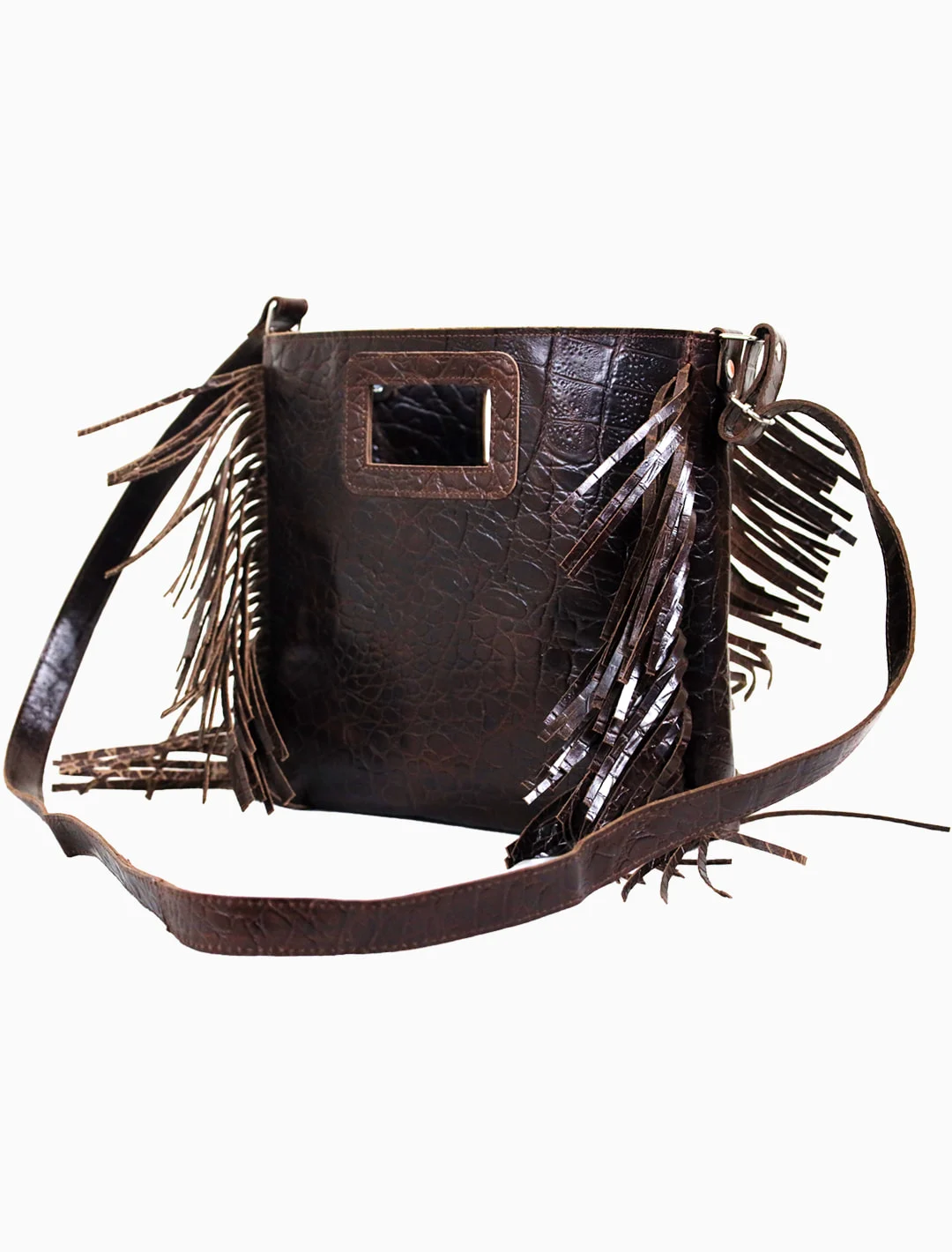 Sierra Fringe Bag, Croco, detail