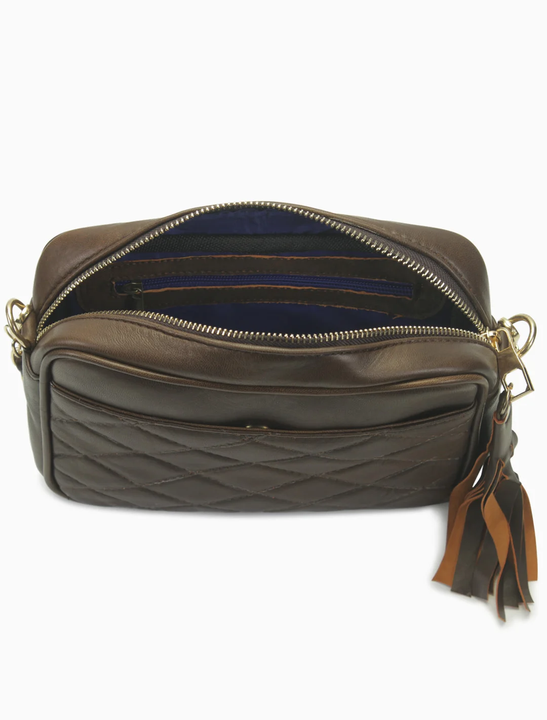 Quilted Camera Bag, Espresso, detail