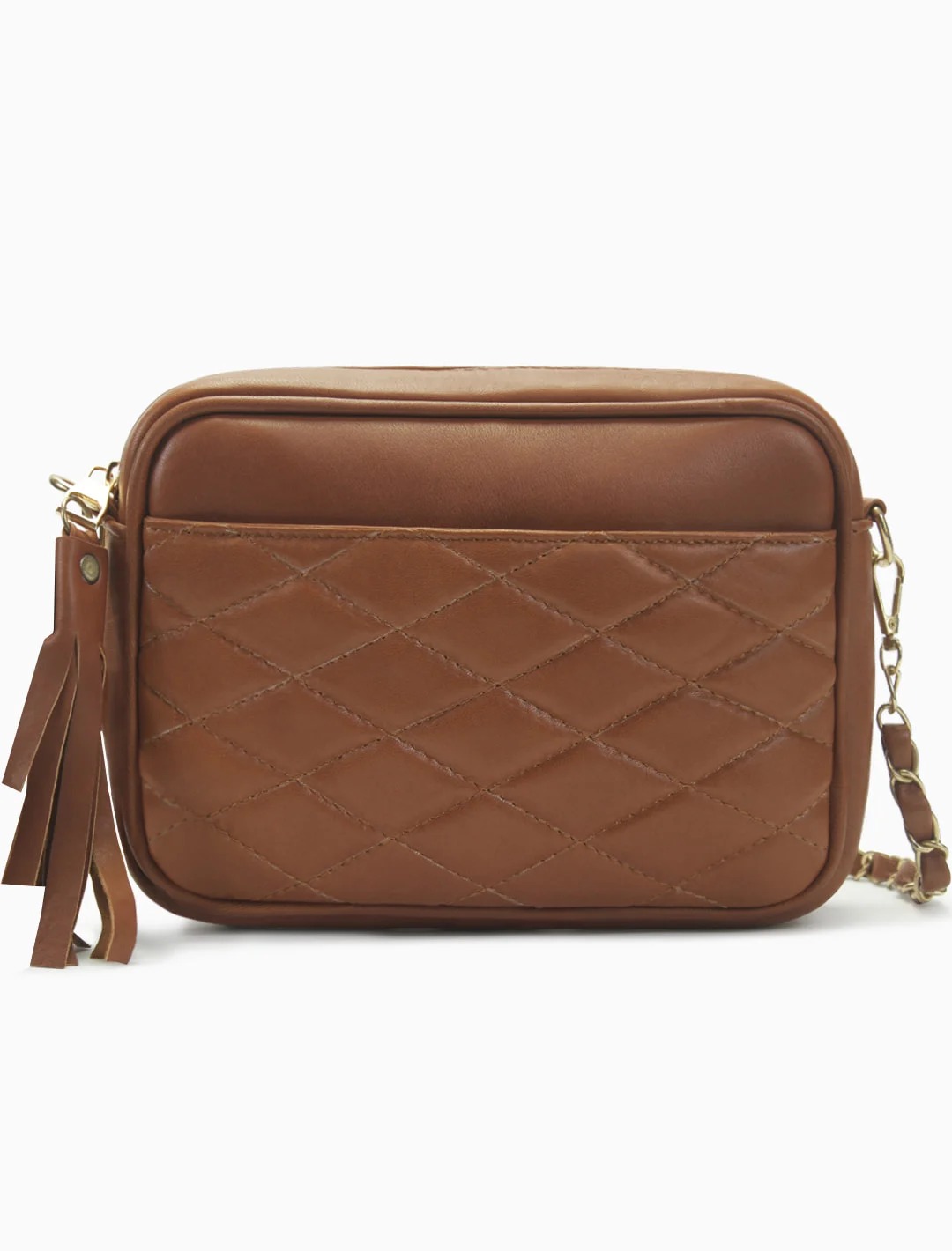 Quilted Camera Bag, Cognac