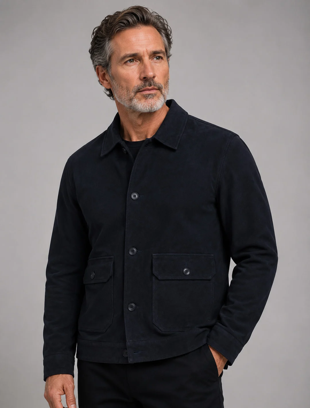 Mariner Suede Shirt Jacket, carried