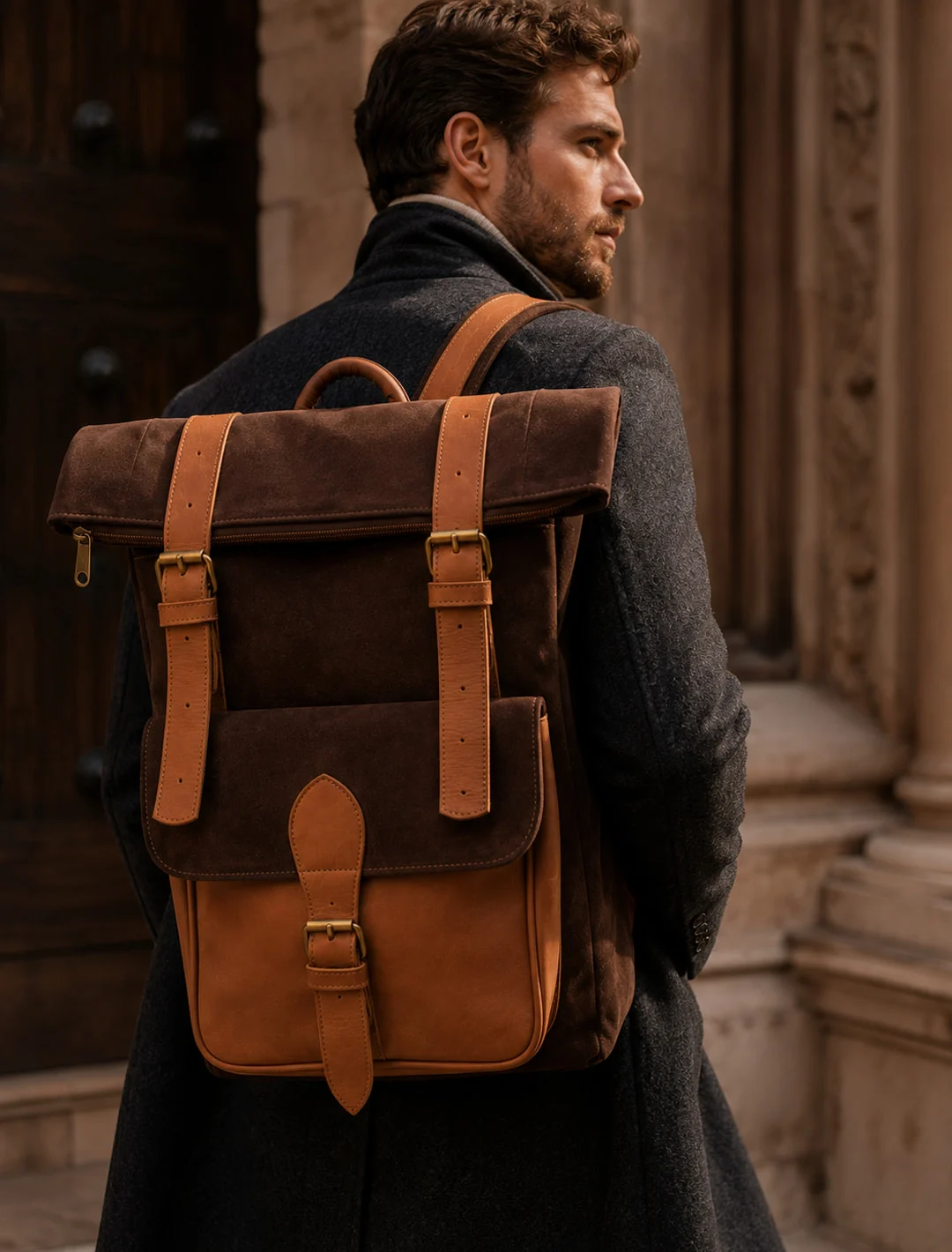 Drover Roll-Top Backpack, carried